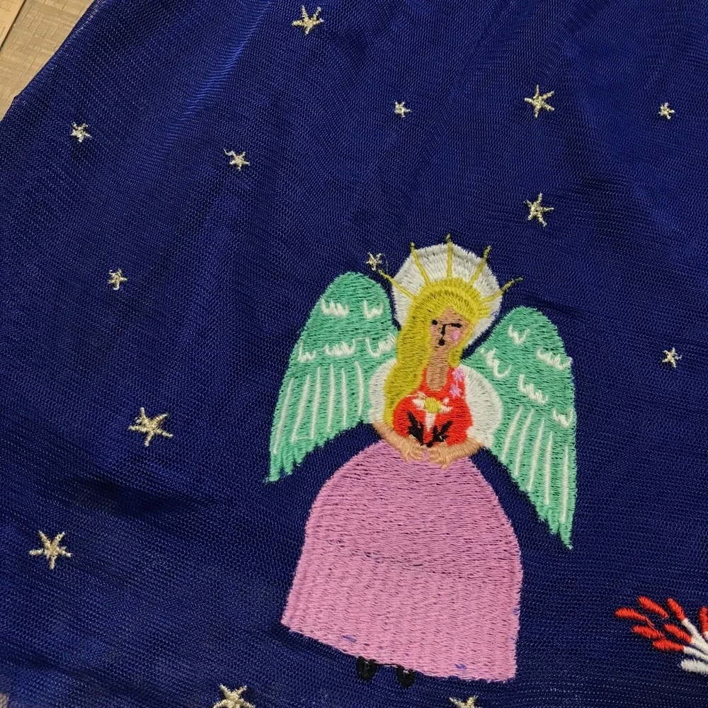Hanna Andersson Dress Girls Size‎ 6-7 Angels Tulle Holiday Christmas Blue Modest